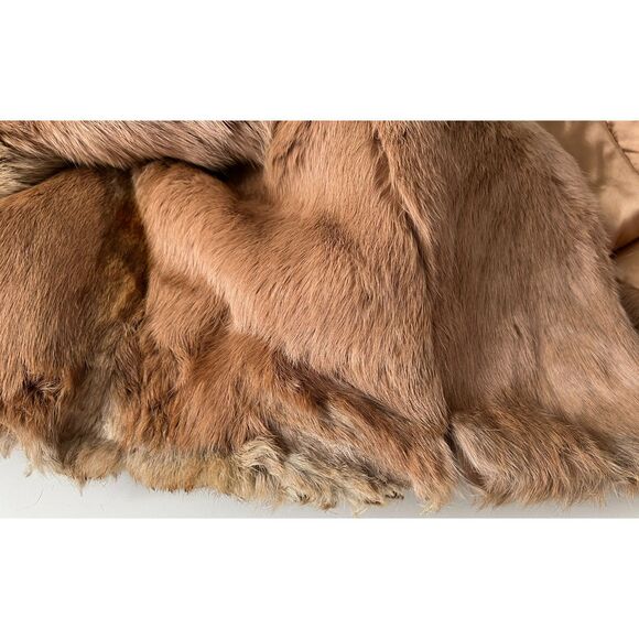 Vintage Mademoiselle full length light brown rabbit fur coat. Size L (W). - Picture 12 of 13